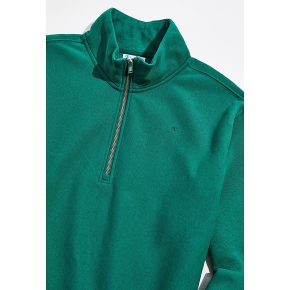 Champion Urban Outfitters Exclusive Reverse Weave Green Quarter-Zip Sweatshirt - Picture 1 of 8